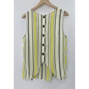 NWT‎ MINE For Stitch Fix Syden Button Back Striped Beachy Tank Top Blouse L
